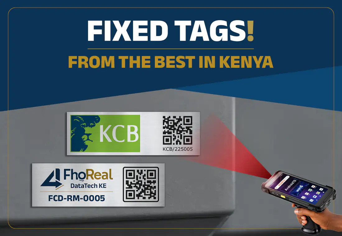 Aluminium asset tags in Kenya Brushed aluminium asset tag with serial number and barcode for equipment identification in Kenya